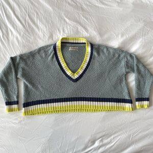 Urban Outfitters Cropped Oversized Varsity Sweater Popcorn Knit Top Womens Sz S